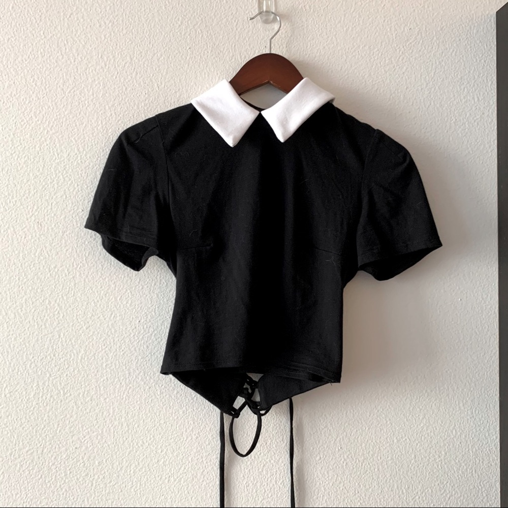 Deandri Collared Crop with Corset Back